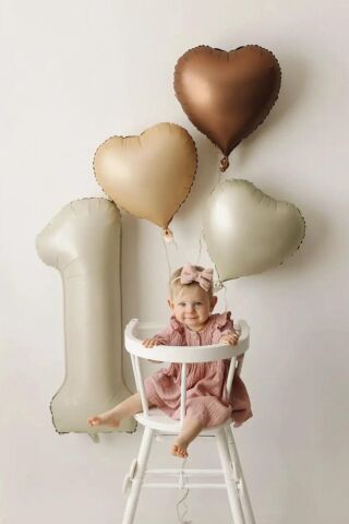 Krem Karamel Kalp Folyo Balon Retro Kalp Balon 18