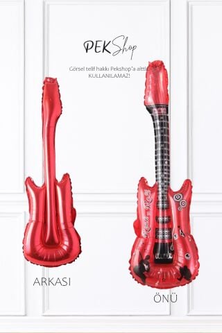 Kırmızı Gitar Folyo Balon Gitar Şekilli Balon