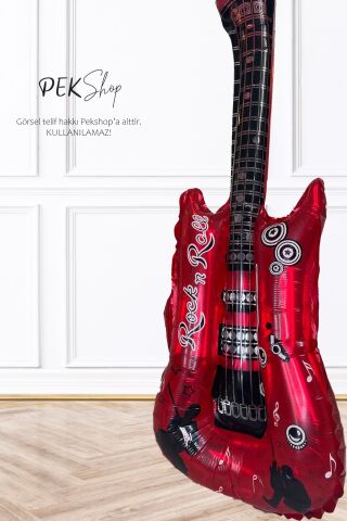 Kırmızı Gitar Folyo Balon Gitar Şekilli Balon