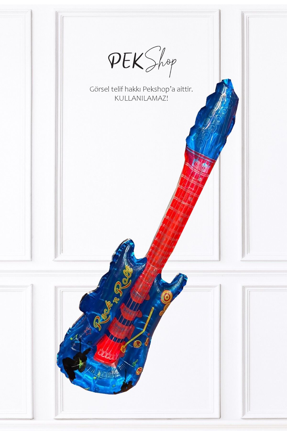 Mavi Gitar Folyo Balon Gitar Şekilli Balon Mavi