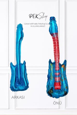 Mavi Gitar Folyo Balon Gitar Şekilli Balon Mavi