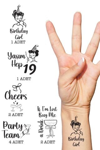 Siyah Fiyonk Doğum Günü, Birthday Girl Dövme Paketi