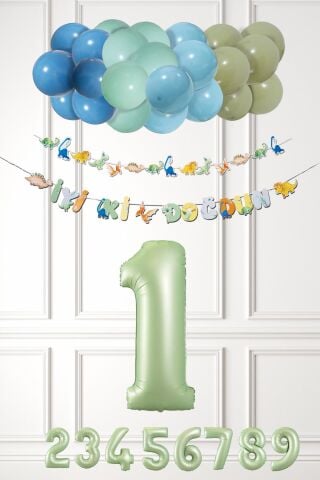 Dinozor Konsept Yaş Günü Balon Zinciri Retro Dinozor Tema Doğum Günü Balonları