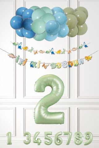 Dinozor Konsept Yaş Günü Balon Zinciri Retro Dinozor Tema Doğum Günü Balonları