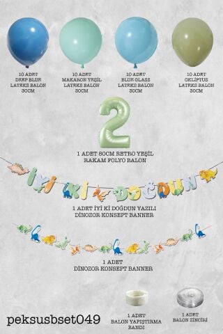 Dinozor Konsept Yaş Günü Balon Zinciri Retro Dinozor Tema Doğum Günü Balonları 7