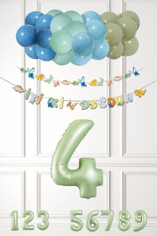 Dinozor Konsept Yaş Günü Balon Zinciri Retro Dinozor Tema Doğum Günü Balonları