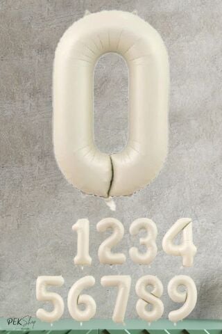 Krem Renk Rakam Folyo Balon 0