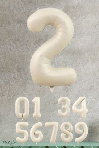 Krem Renk Rakam Folyo Balon 9