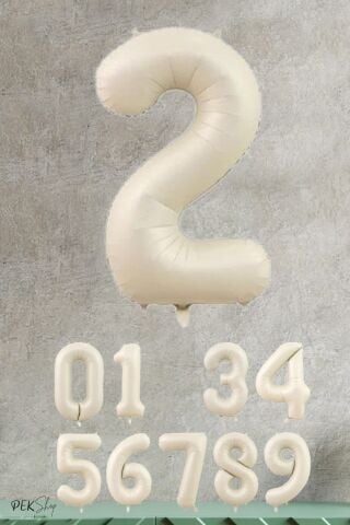Krem Renk Rakam Folyo Balon 3