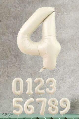 Krem Renk Rakam Folyo Balon 9