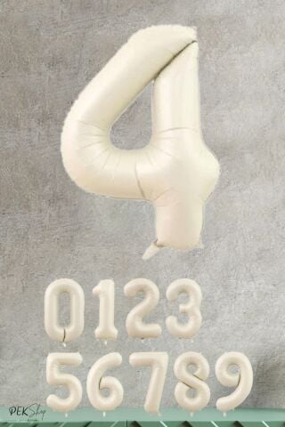Krem Renk Rakam Folyo Balon 3