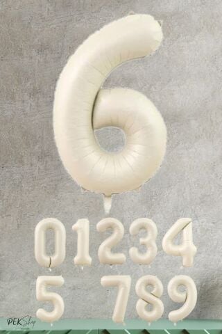 Krem Renk Rakam Folyo Balon 3