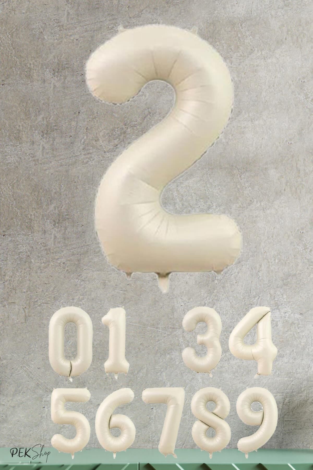 Krem Renk Rakam Folyo Balon 2