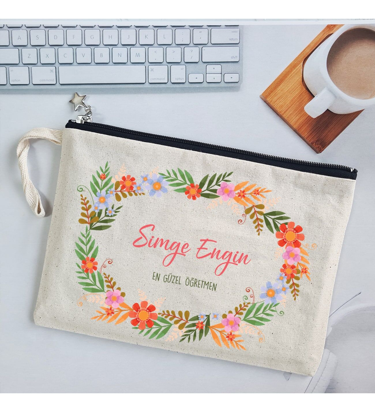 İsme Özel Baskılı Öğretmenler Günü Hediyesi Clutch Çanta