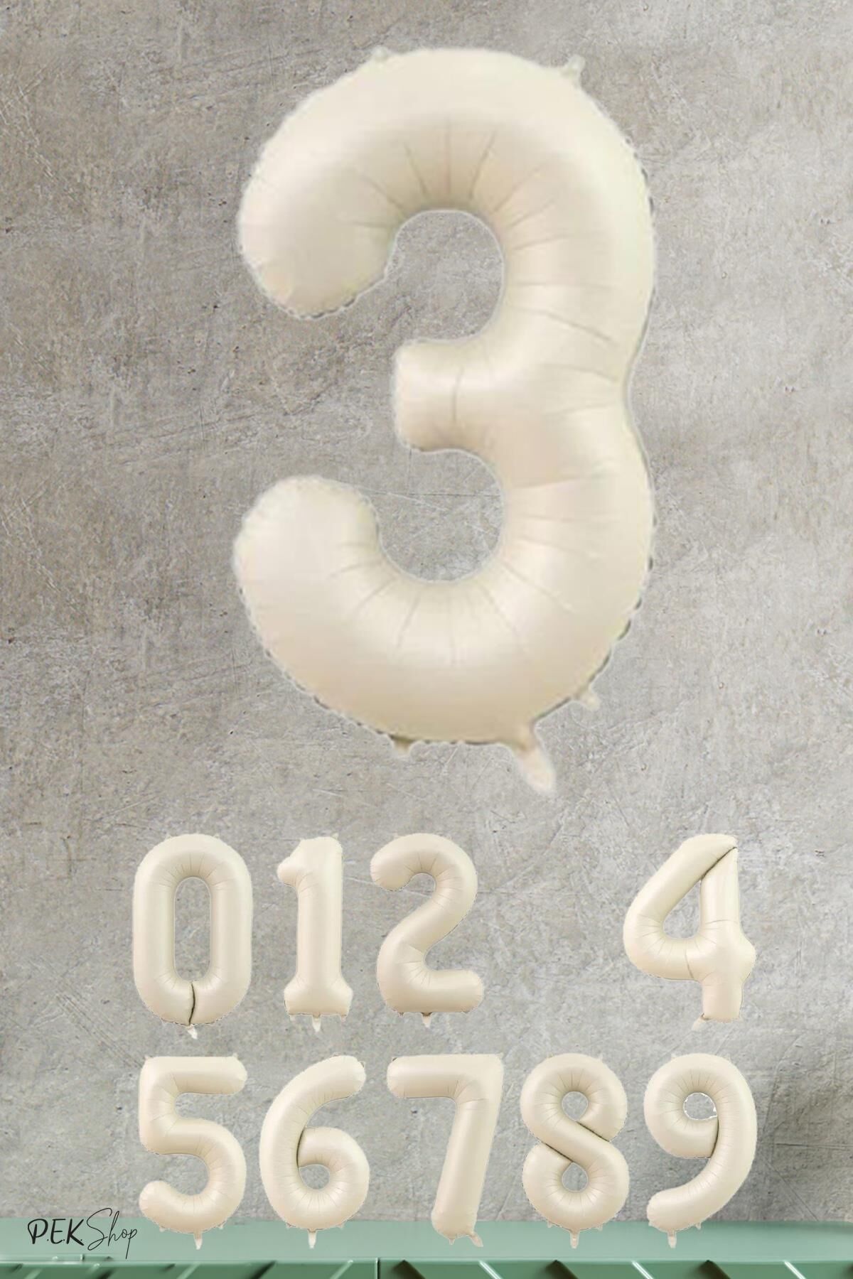 Krem Renk Rakam Folyo Balon 3