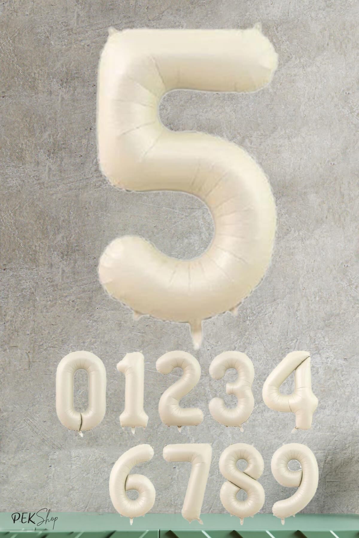 Krem Renk Rakam Folyo Balon 5