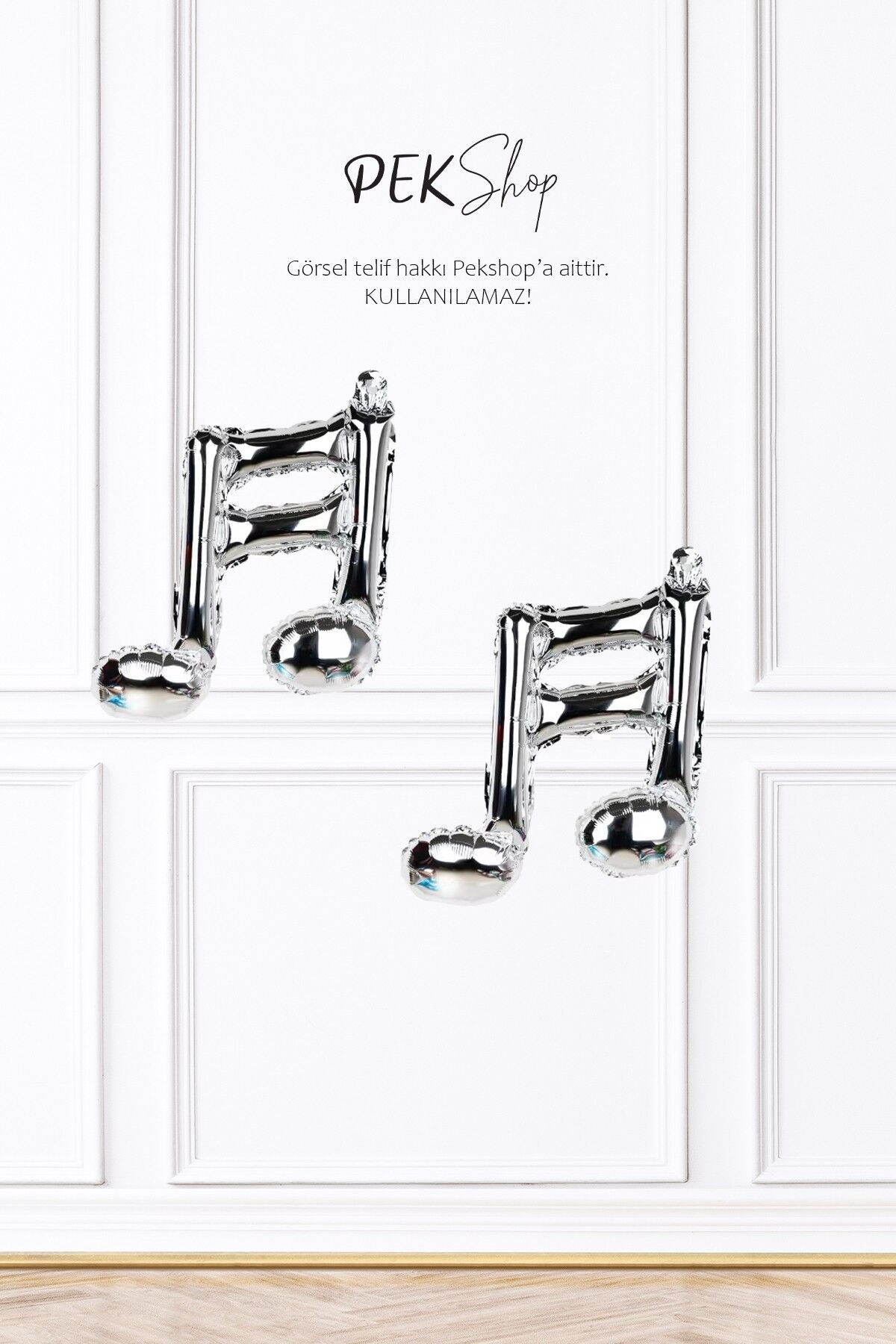 2li Gümüş Nota Şekilli Folyo Balon Silver