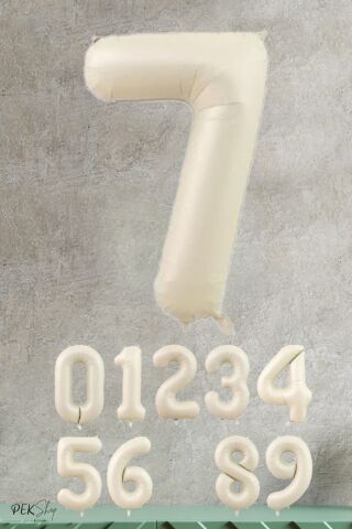 Krem Renk Rakam Folyo Balon 7