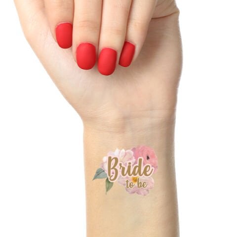 Çiçekli Gold Bride to be Konsept Geçici Dövme
