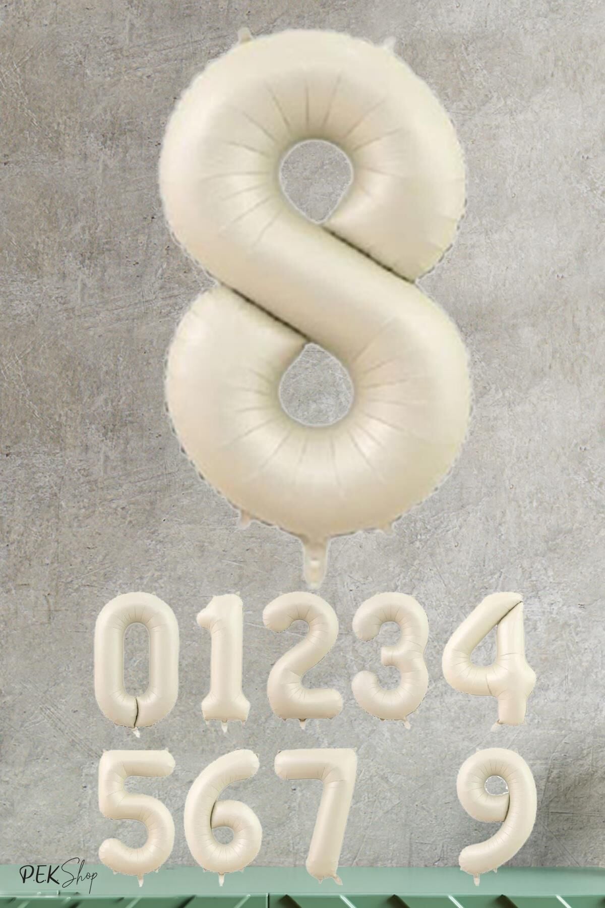 Krem Renk Rakam Folyo Balon 8
