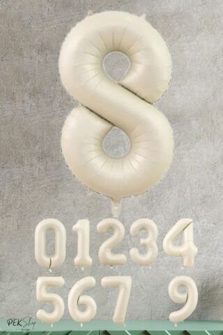 Krem Renk Rakam Folyo Balon 8