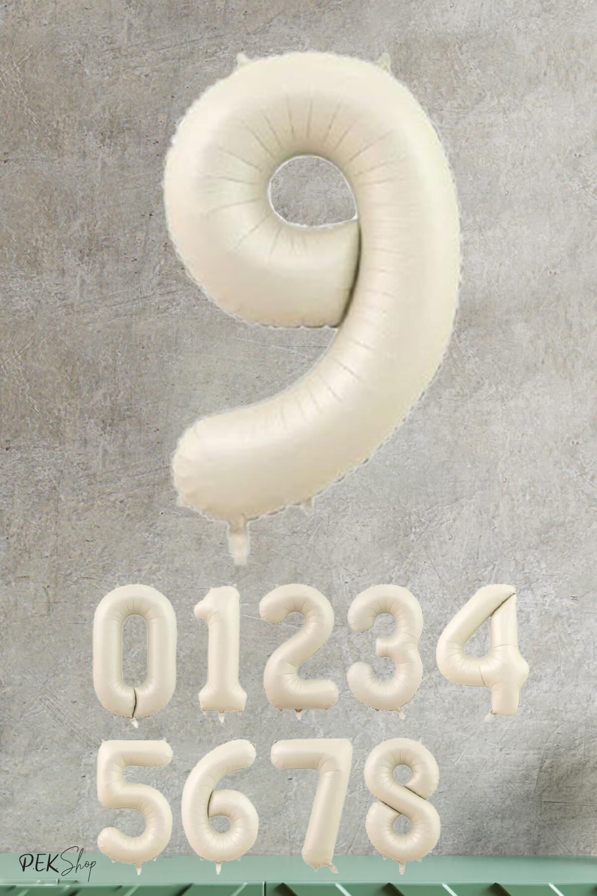 Krem Renk Rakam Folyo Balon 9