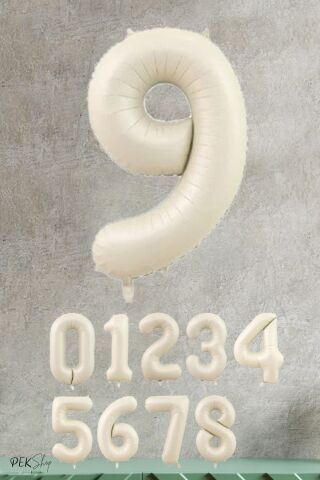 Krem Renk Rakam Folyo Balon 9