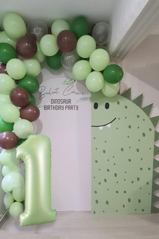 Retro Yeşil Rakamlı Balon Zinciri Seti Retro Yeşil Kahve Renkler Doğum Günü Balonları