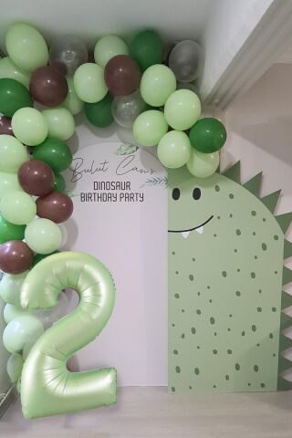 Retro Yeşil Rakamlı Balon Zinciri Seti Retro Yeşil Kahve Renkler Doğum Günü Balonları