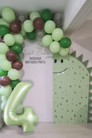 Retro Yeşil Rakamlı Balon Zinciri Seti Retro Yeşil Kahve Renkler Doğum Günü Balonları
