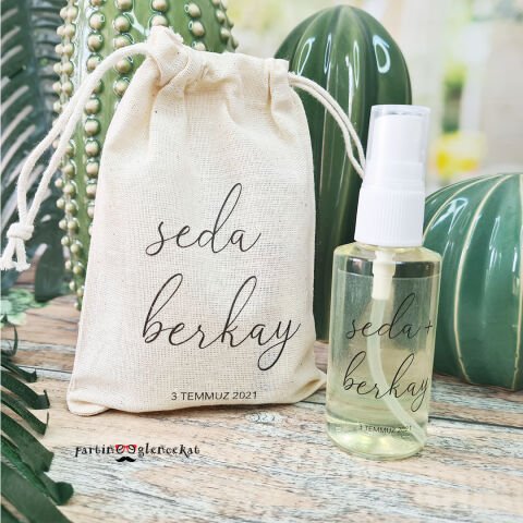 Zarif Konsept Fısfıslı Plastik Kolonya Hediyelik Kese ile Birlikte