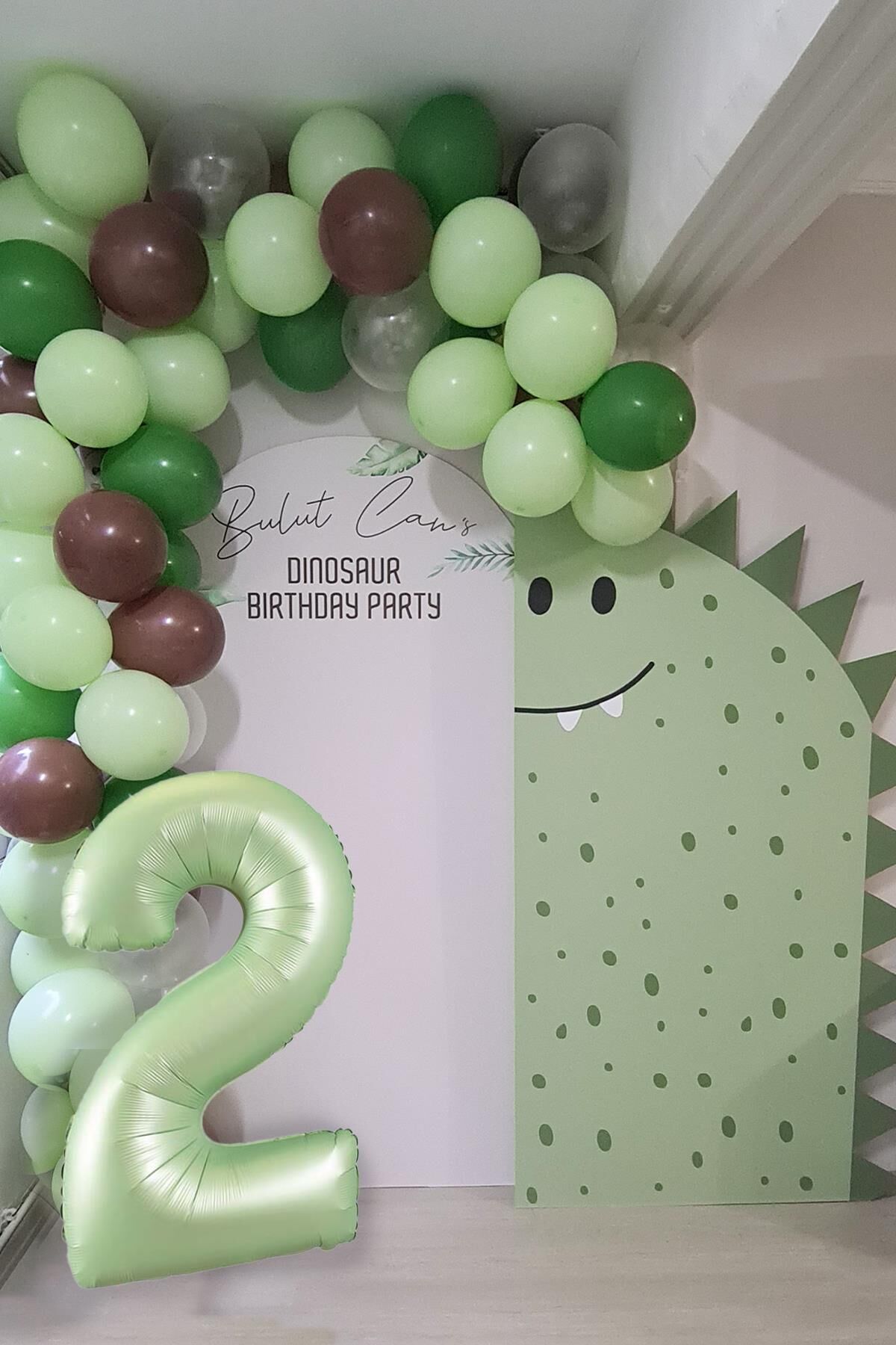 Retro Yeşil Rakamlı Balon Zinciri Seti Retro Yeşil Kahve Renkler Doğum Günü Balonları 2