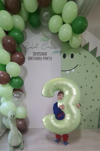 Retro Yeşil Rakamlı Balon Zinciri Seti Retro Yeşil Kahve Renkler Doğum Günü Balonları 3
