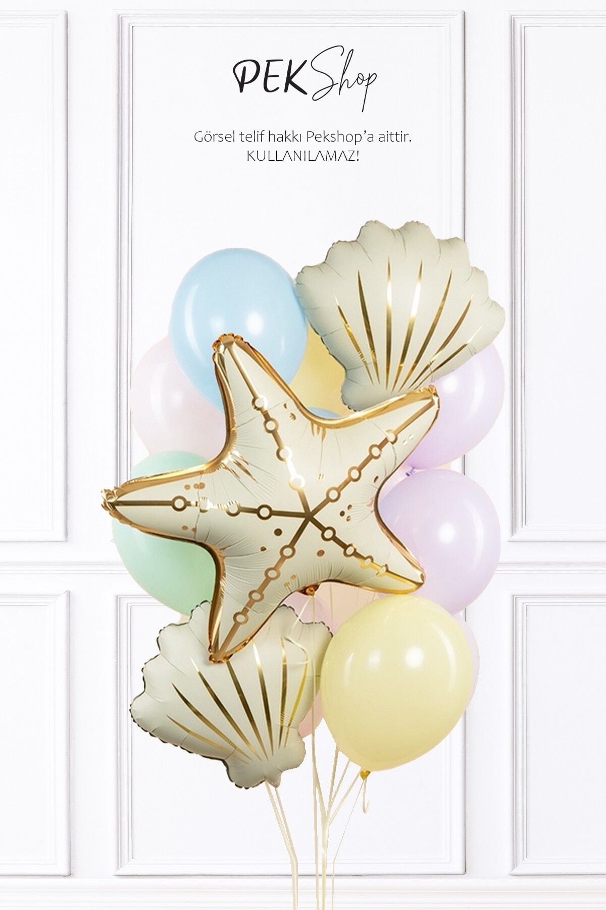 Retro Deniz Yıldızı İstiridye Balonlu Doğum Günü Balon Seti Set246