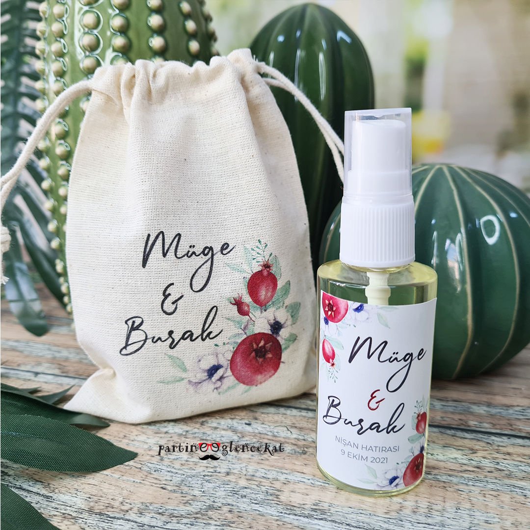 Nar Bereketi Fısfıslı Plastik Kolonya Hediyelik Kese ile Birlikte