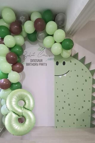 Retro Yeşil Rakamlı Balon Zinciri Seti Retro Yeşil Kahve Renkler Doğum Günü Balonları 8