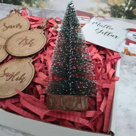 İyi Dileklerim Yılbaşı Ağaç Süsleri Yılbaşı Hediye Kutusu