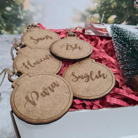 İyi Dileklerim Yılbaşı Ağaç Süsleri Yılbaşı Hediye Kutusu