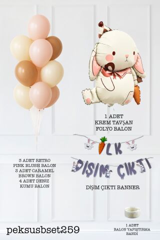 Diş Buğdayı Parti Süsleme Seti Havuçlu Tavşan Balonlu Bannerlı Set 259