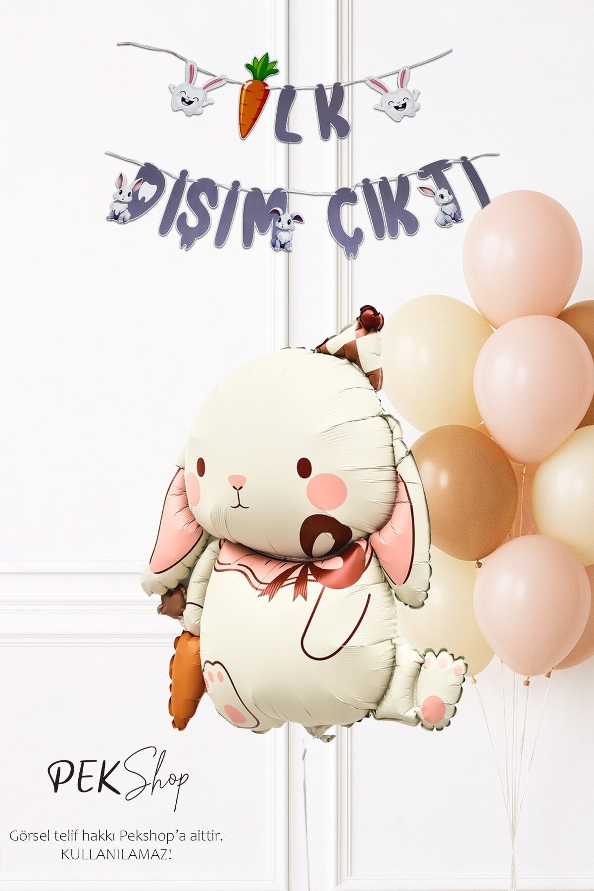 Diş Buğdayı Parti Süsleme Seti Havuçlu Tavşan Balonlu Bannerlı Set 259