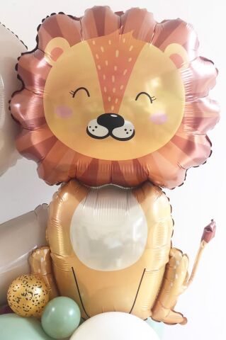 Sevimli Aslan Büyük Folyo Balon Safari Temalı Doğum Günü Balonları 100cm