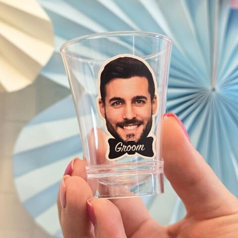 Kişiye Özel Damat Fotoğraflı Plastik Shot Bardağı 5li