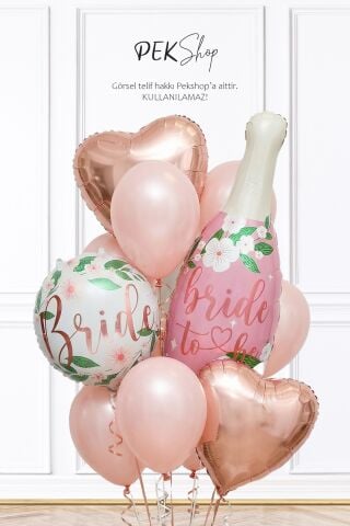 Pembe Rose Tema Bride To Be Parti Balon Süsleme Seti Set264