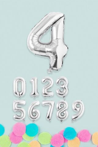 Gümüş Rakam Folyo Balon Gümüş Sayı Balonlar 16 inç 40 cm 7