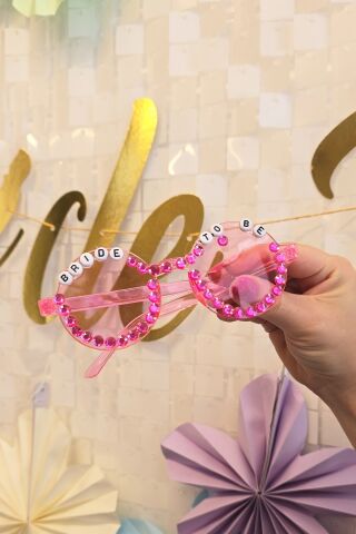 Bride To Be Yazılı Boncuklu Bride Parti Gözlüğü Pembe