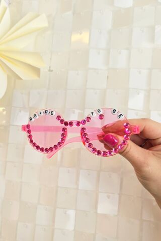 Bride To Be Yazılı Boncuklu Bride Parti Gözlüğü Pembe