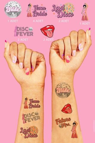 Disko Bride to be Bekarlığa Veda Bride Dövme, Team Bride Dövme Paketi