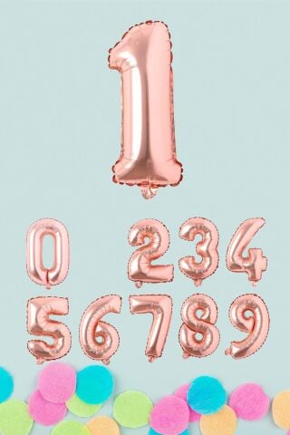 Rose Gold Rakam Folyo Balon Rose Gold Sayı Balonlar 16 inç 40 cm 8