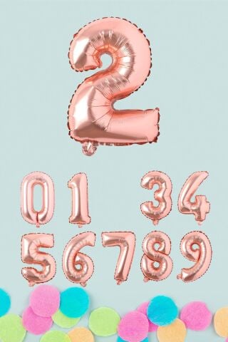 Rose Gold Rakam Folyo Balon Rose Gold Sayı Balonlar 16 inç 40 cm 8