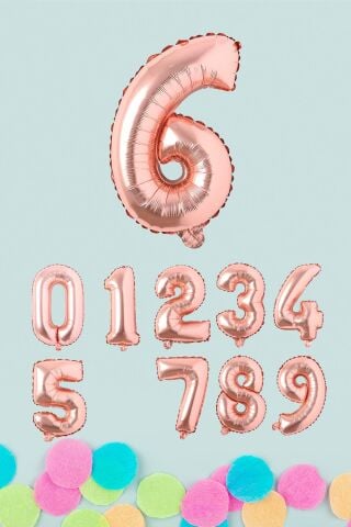 Rose Gold Rakam Folyo Balon Rose Gold Sayı Balonlar 16 inç 40 cm 8